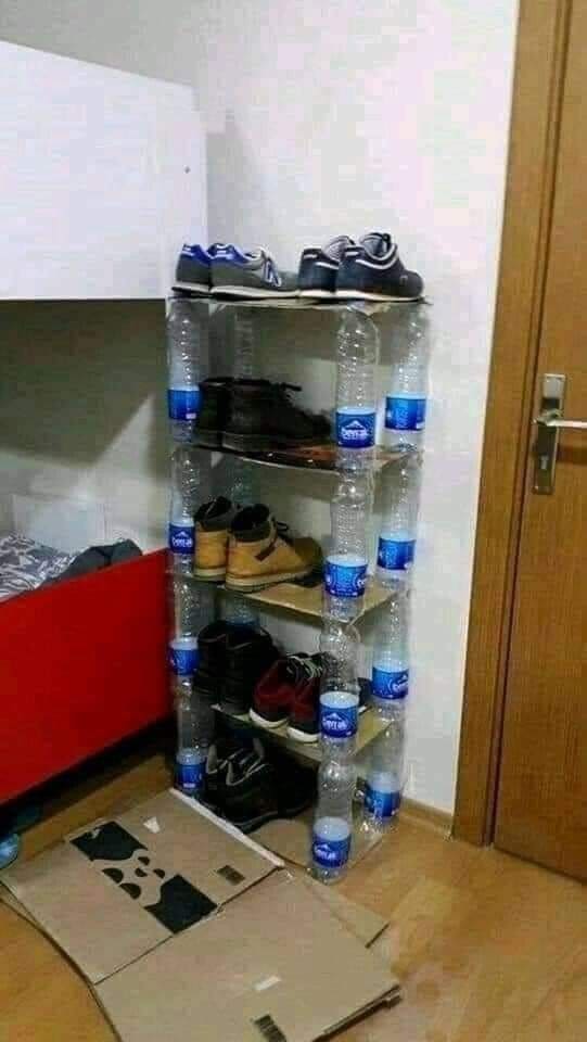 Eco-Friendly DIY Water Bottle Shoe Rack