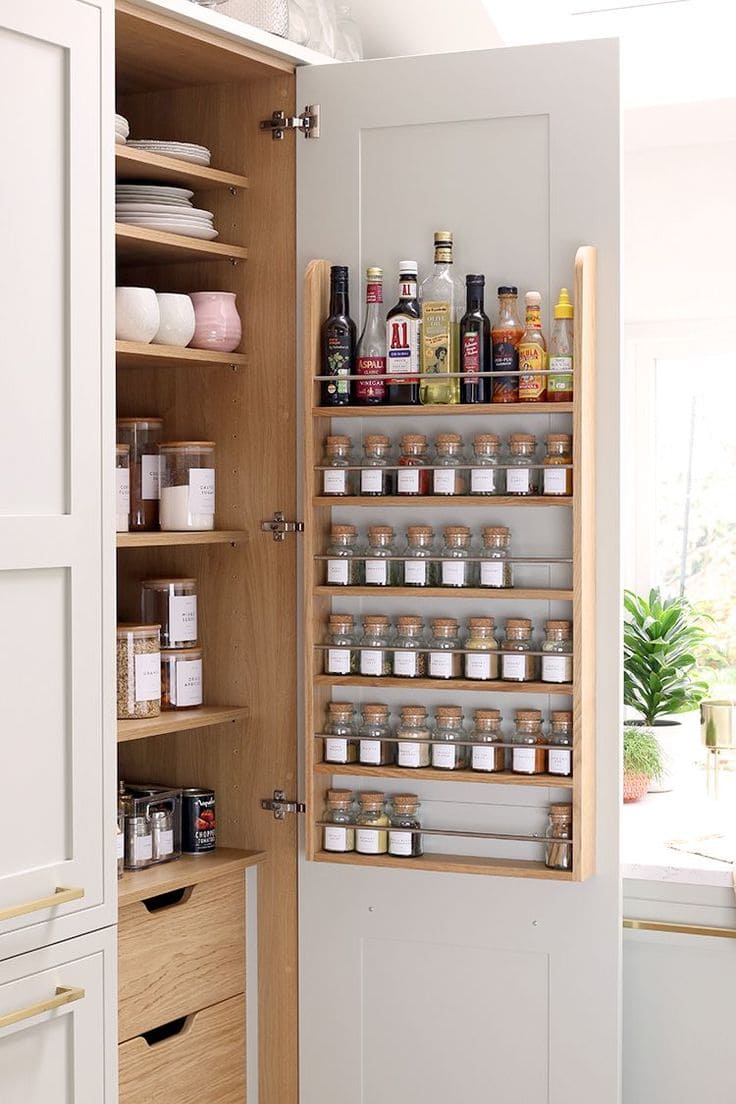 Elegant Door-Mounted Rack for Spices and Bottles