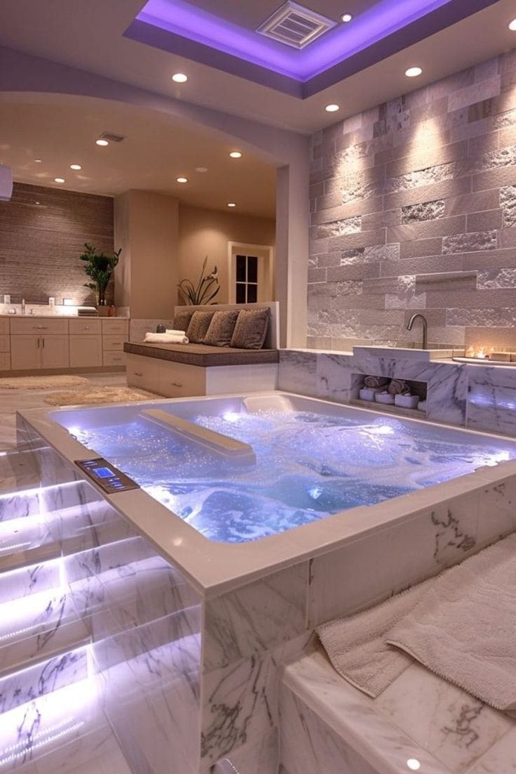 Elegant Jacuzzi Retreat with Illuminated Bliss