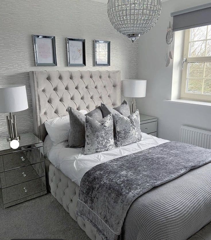 Elegant Silver Grey Bedroom Inspiration