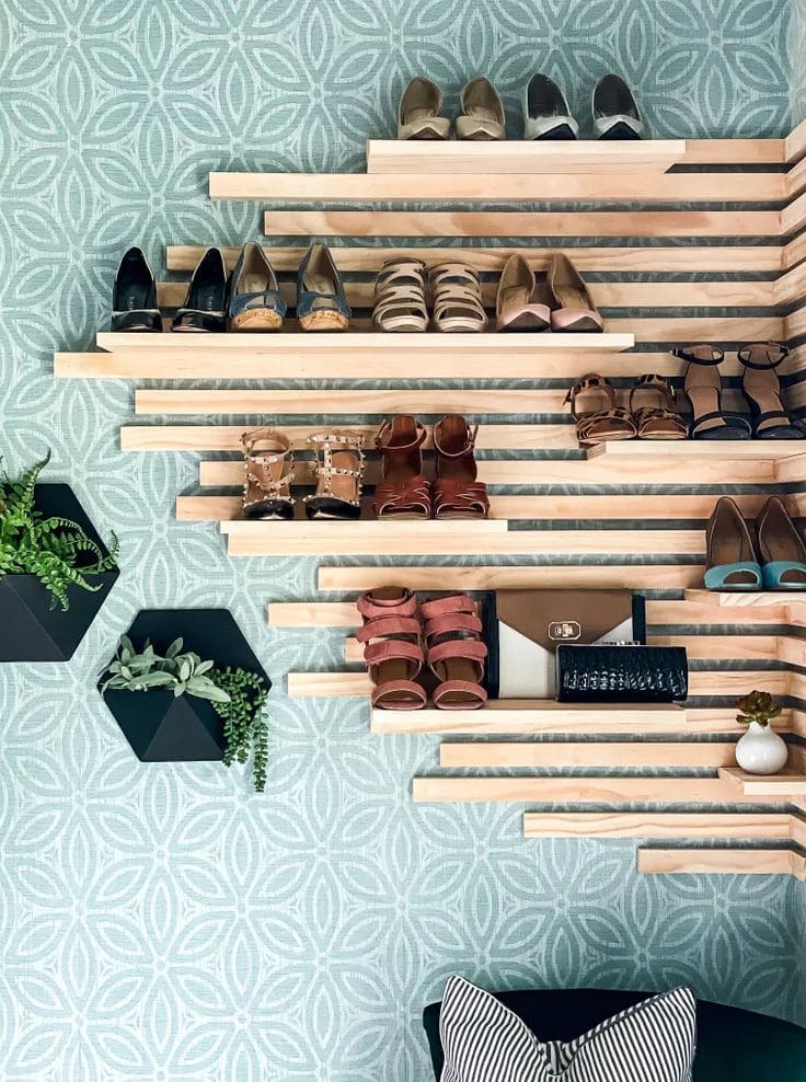 Elegant Wall-Mounted Shoe Display Rack