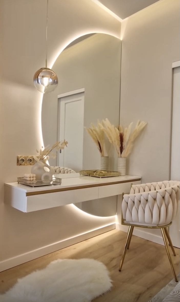 Elegant Wall-Mounted Vanity with LED Glow