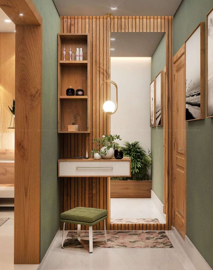 Elegant Wooden Vanity with Natural Vibes