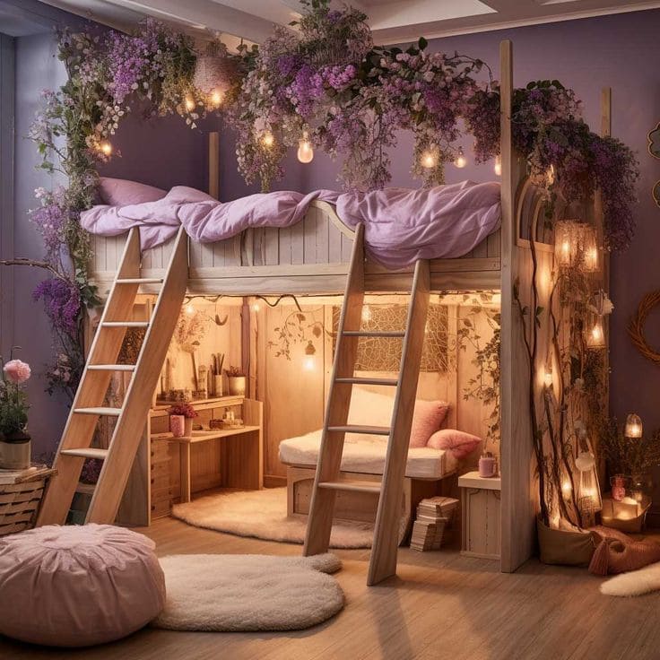 Enchanting Floral Haven Bunk Bed Design