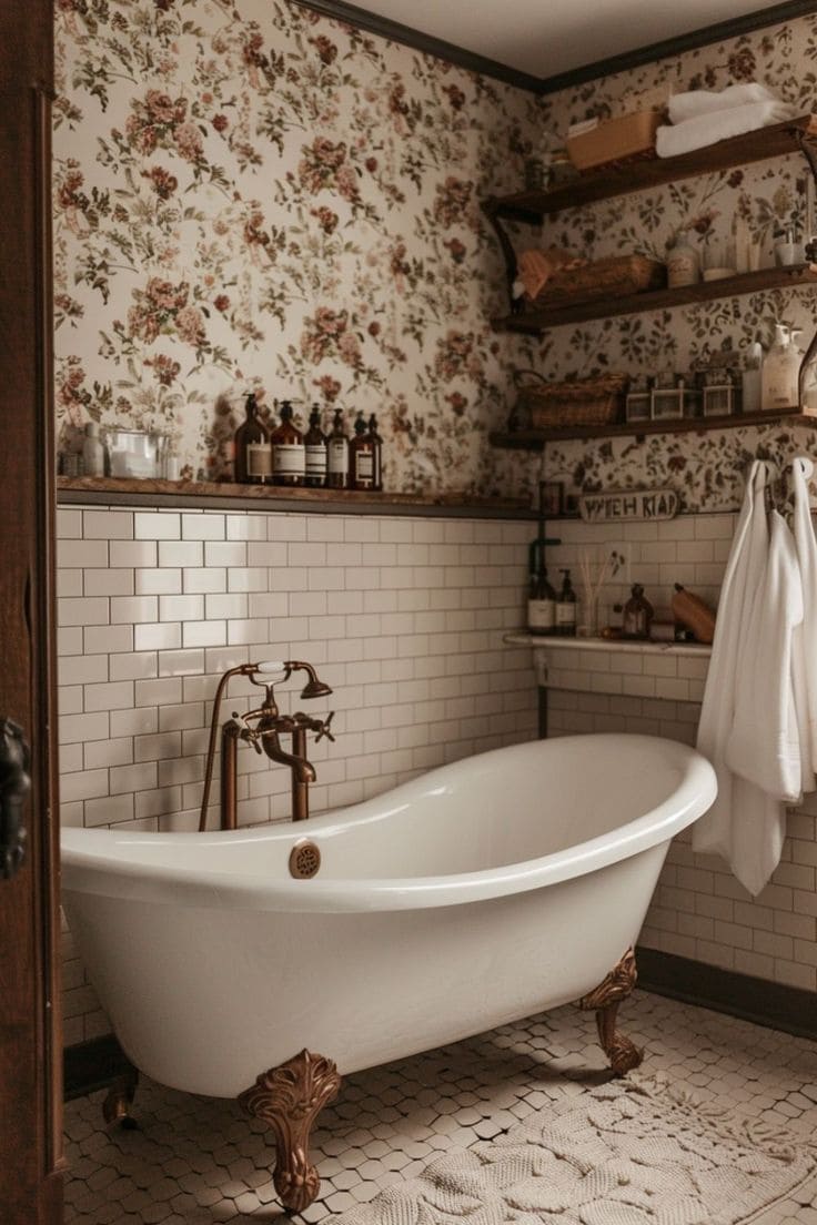 Floral Vintage Bathtub Retreat