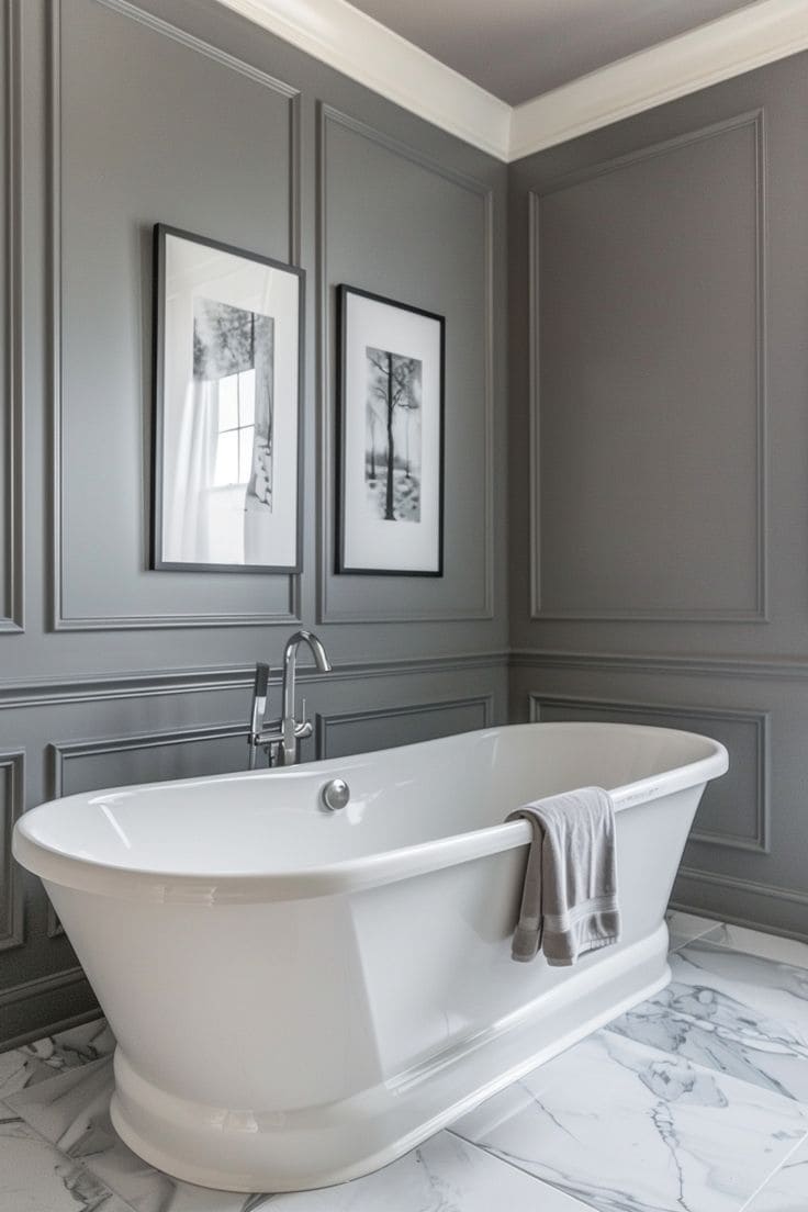 Freestanding Tub with Grey Panels