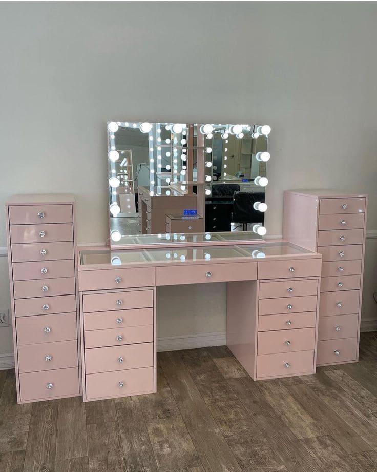 Glamorous Pink Vanity with Endless Storage