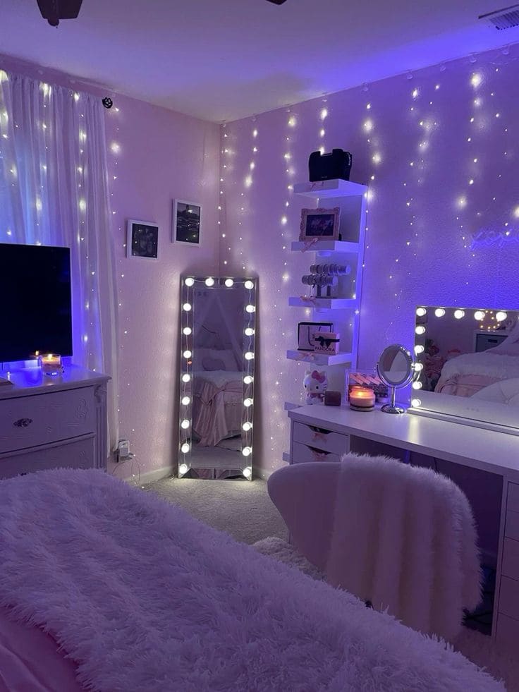 Glamorous Teen Bedroom with LED Elegance