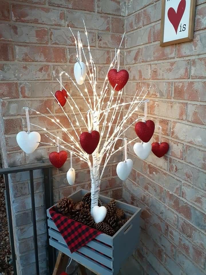 Glowing Heart Tree for Valentines Porch