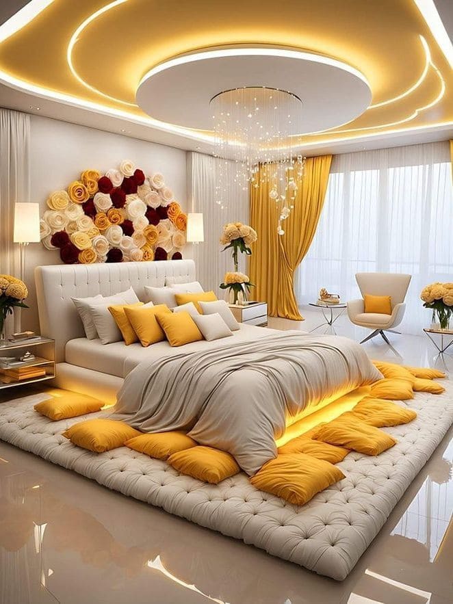 Golden Radiant Bedroom Elegance