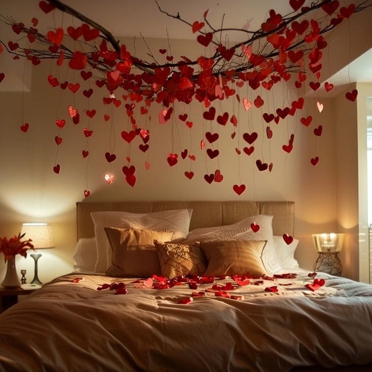 Heart-Shaped Hanging Decor Bedroom Design