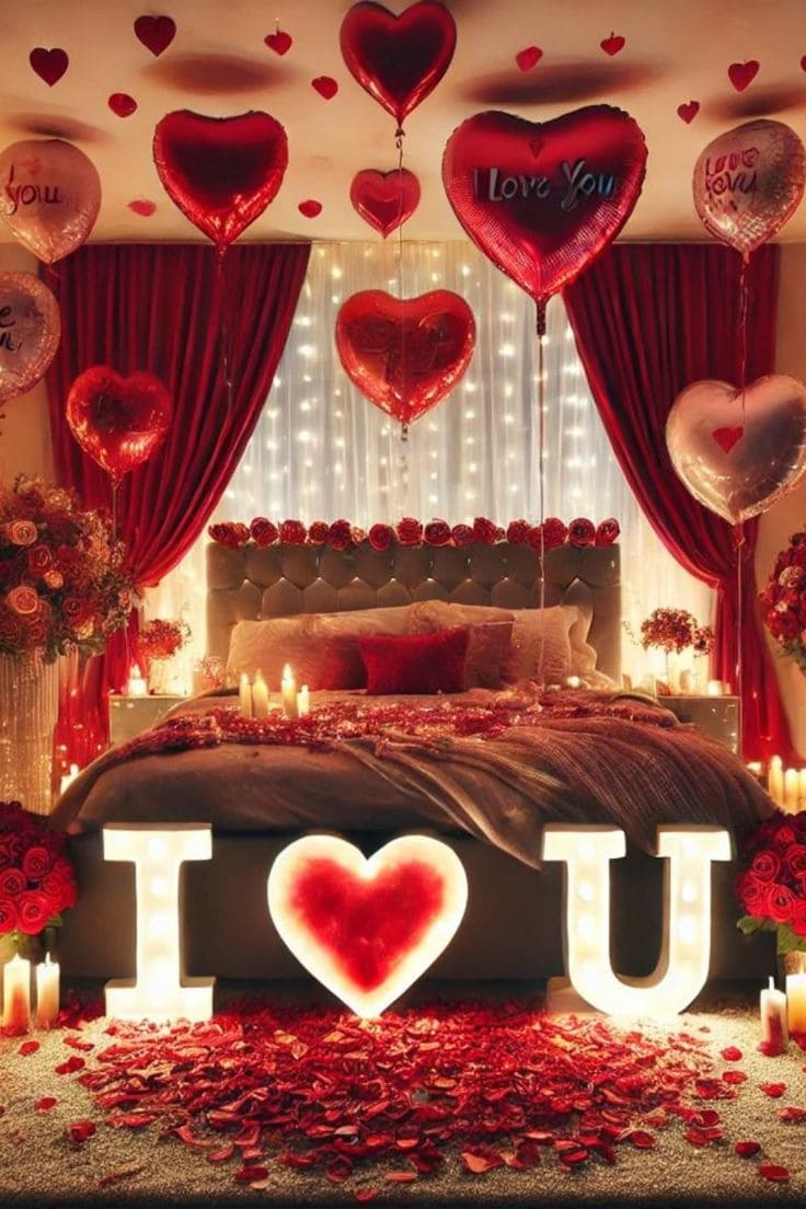 I Love You Heart-Shaped Bedroom Design