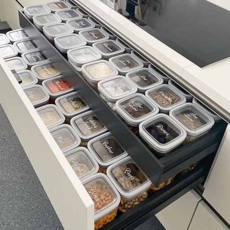 Impeccably Organized Drawer with Labeled Containers