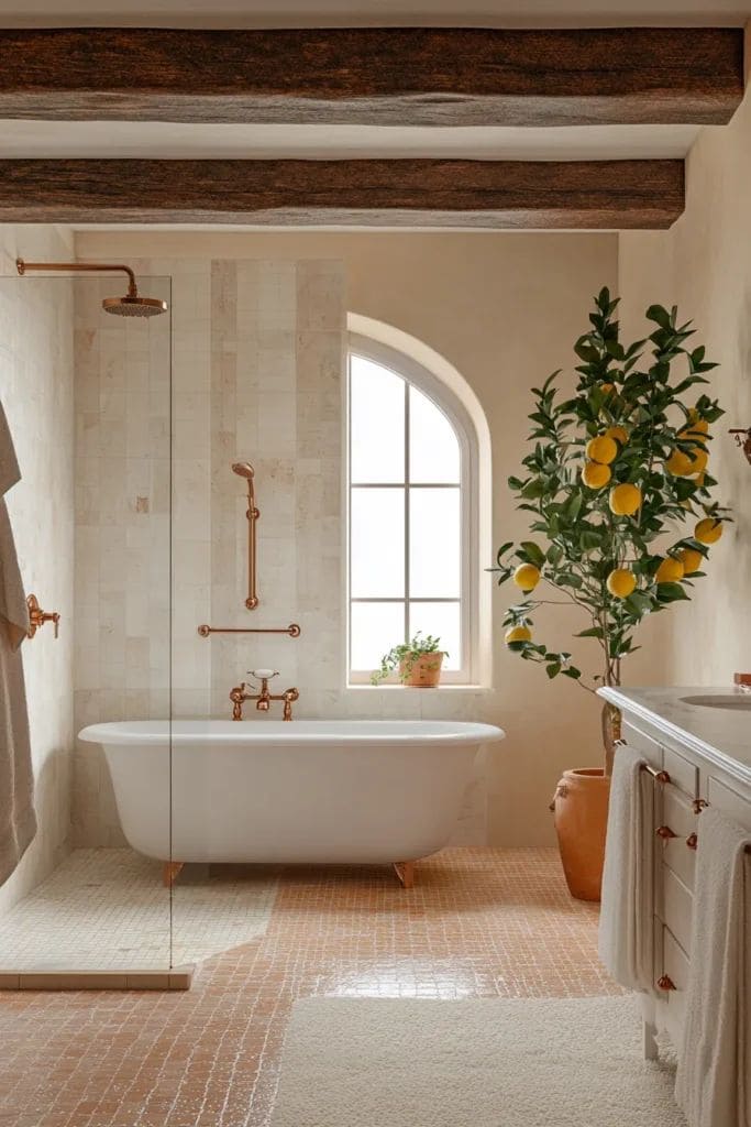 Lemon-Accented Bathroom Design