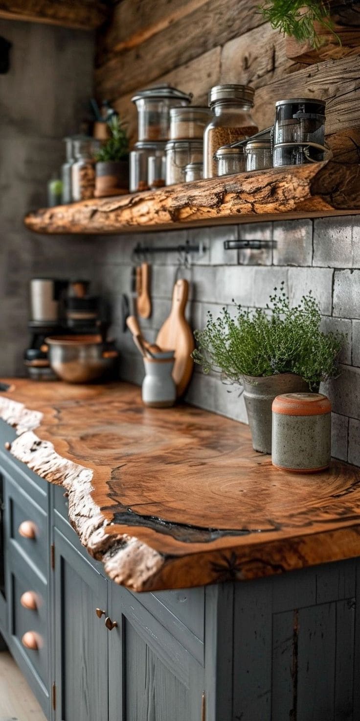 Live-Edge Wood Kitchen Design