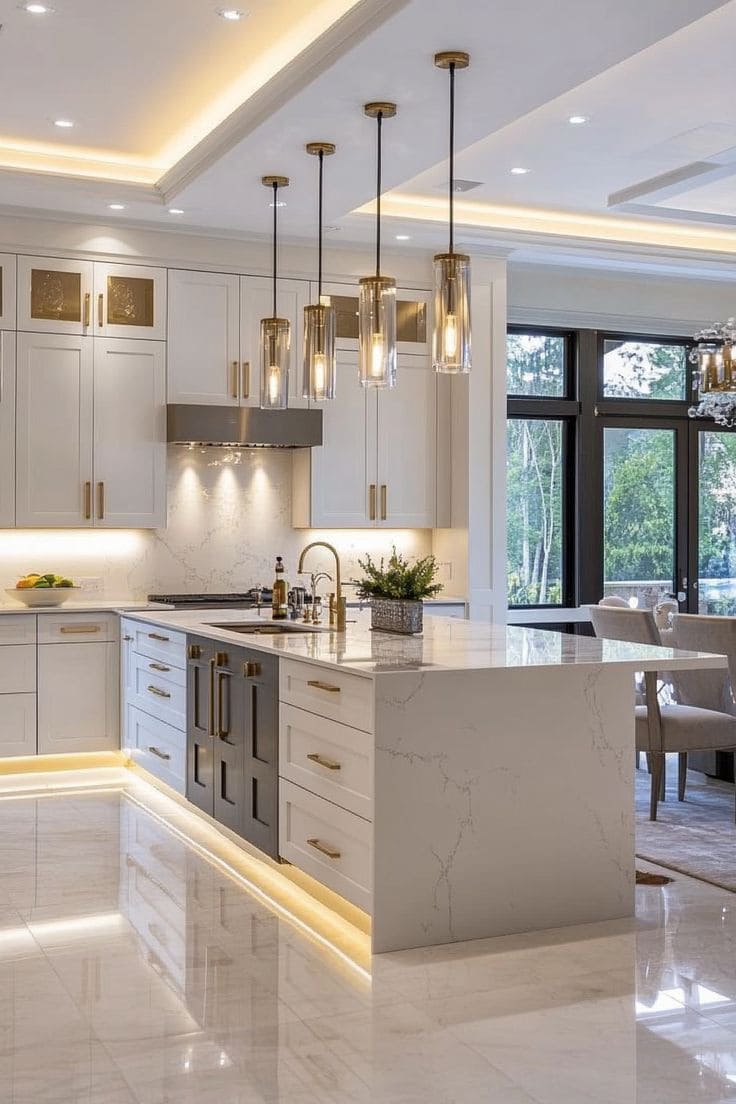 Luxurious Elegant White Kitchen Design