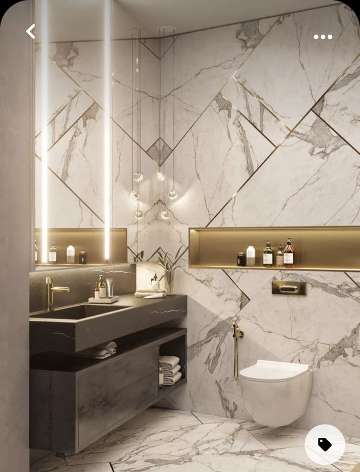 Luxurious Marble and Gold Bathroom Elegance