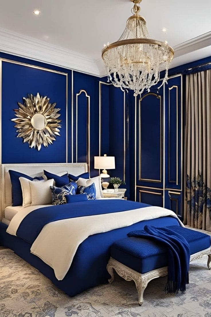 Luxurious Royal Blue Bedroom Elegance