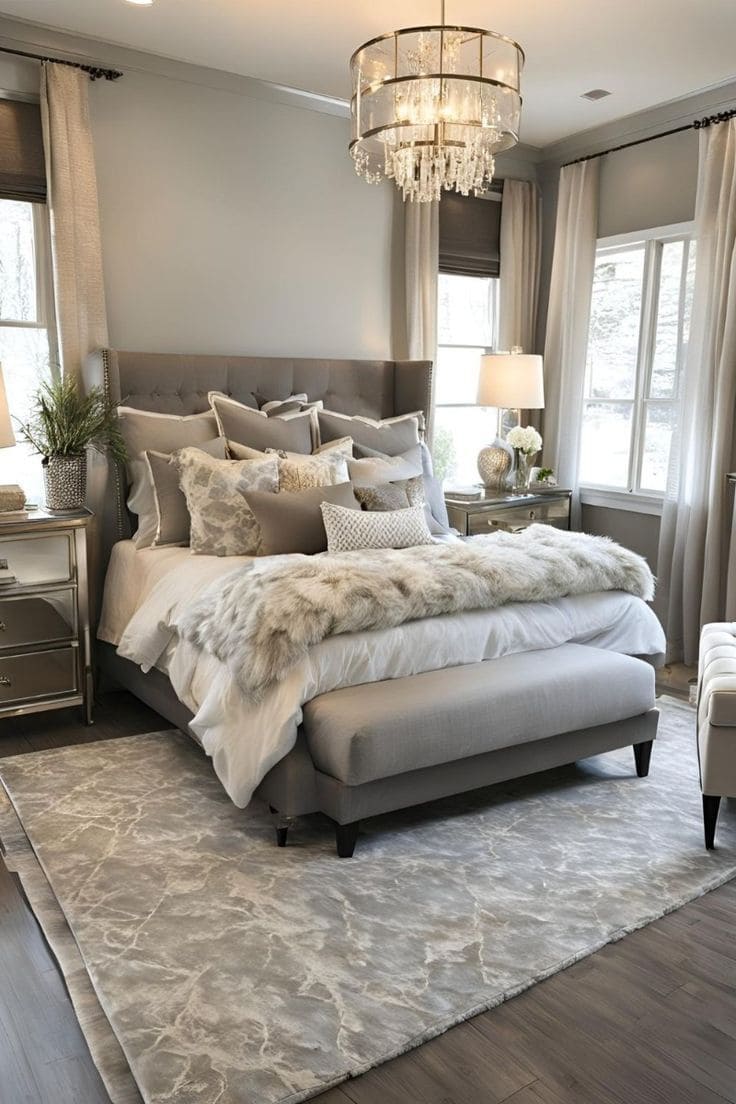 Luxurious Silver Grey Haven with Plush Accents