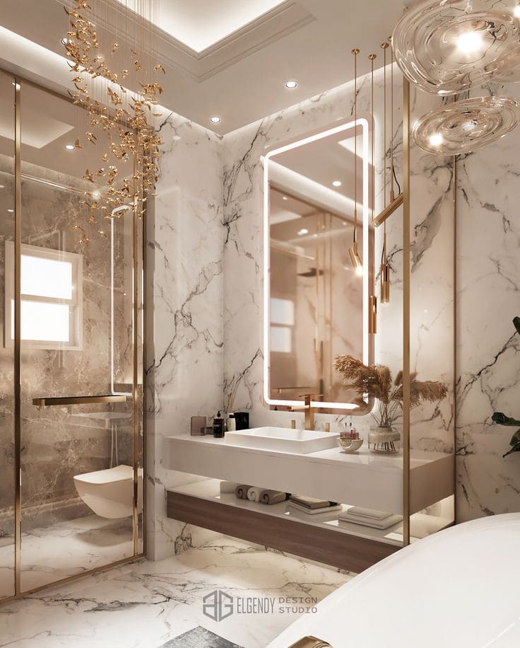 Marble and Gold Bathroom Perfection