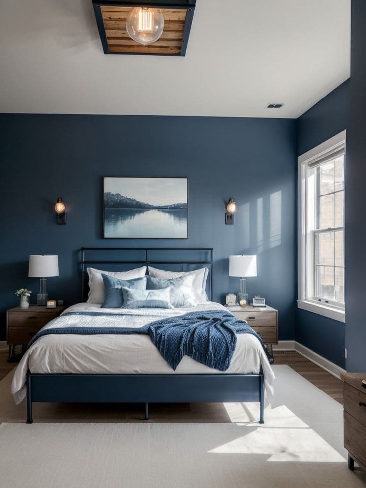 Minimalist Deep Blue Bedroom Charm