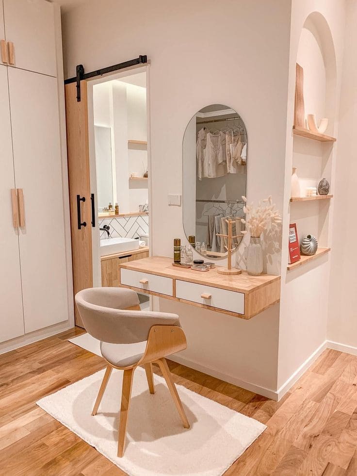 Minimalist Floating Vanity with Natural Accents