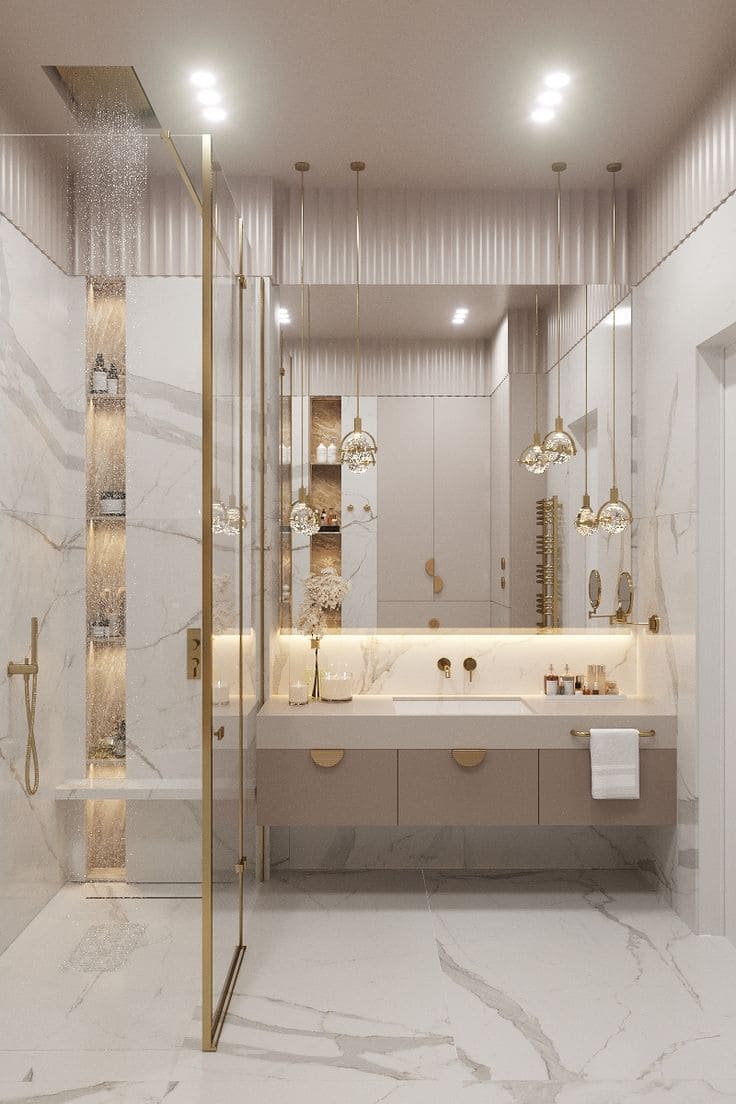 Minimalist Gold and Marble Bathroom Haven