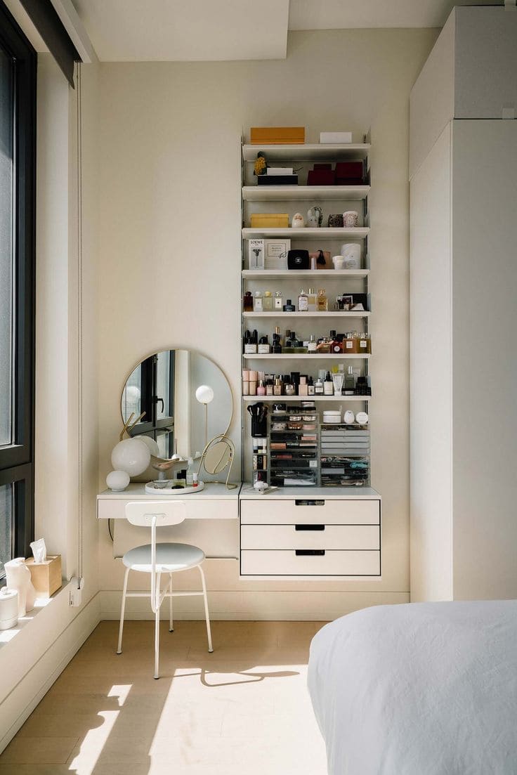 Minimalist Vertical Storage Vanity Setup