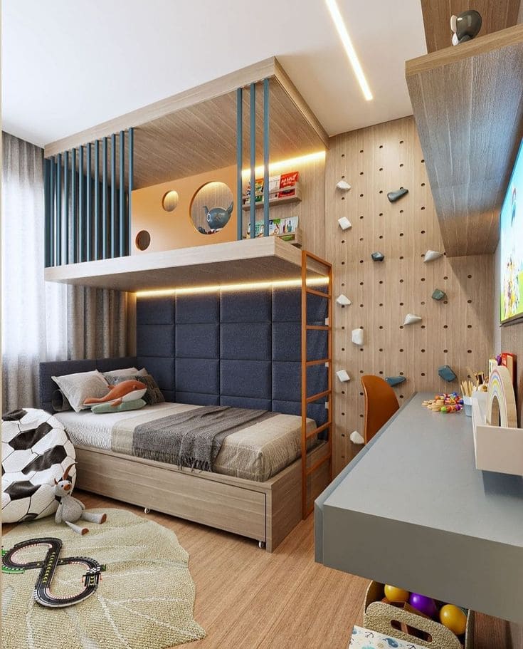 Modern Adventure Loft with Climbing Wall