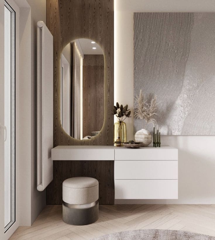 Modern Floating Vanity with Earthy Accents