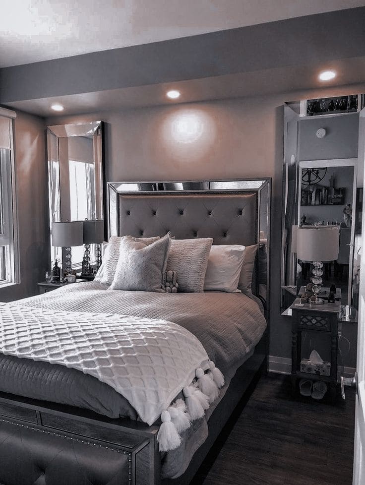 Modern Glam Silver Grey Bedroom Charm