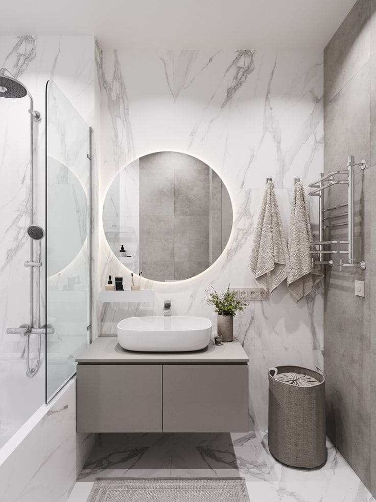 Modern Grey Bathroom with Marble Elegance