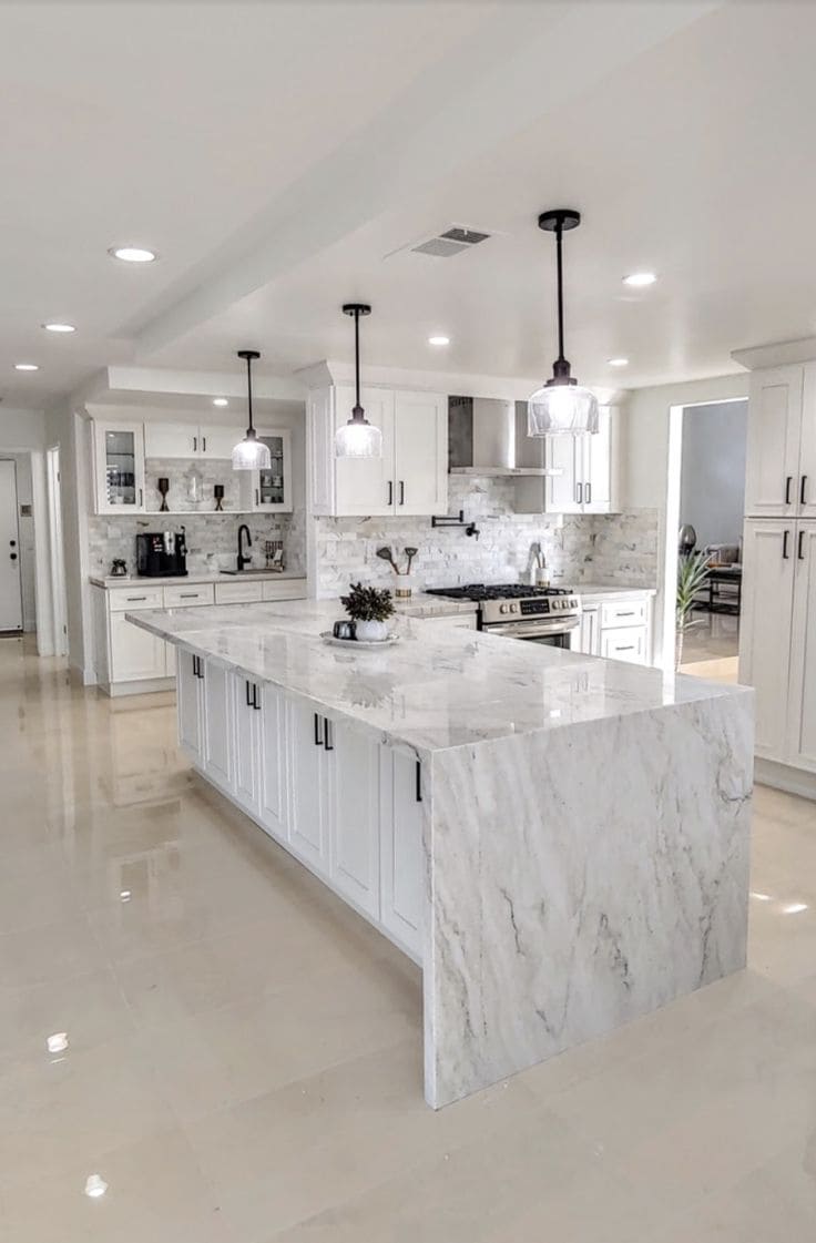 Modern Marble-Crafted White Kitchen