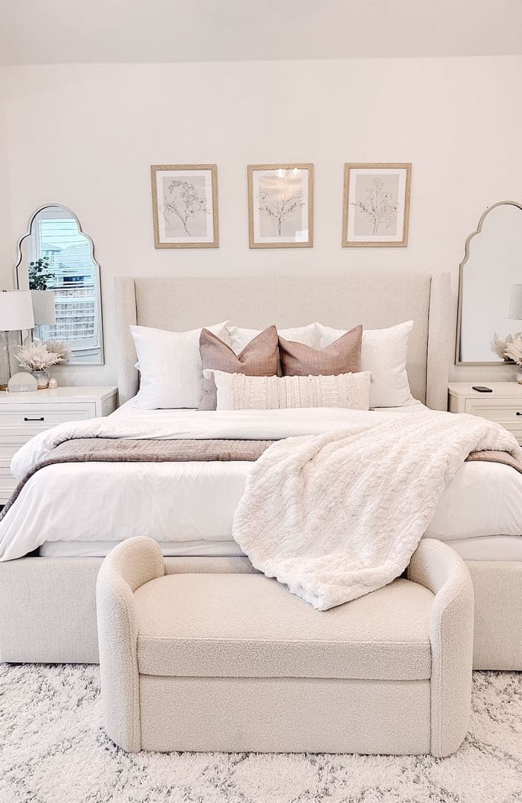 Modern Minimalist Bedroom with Elegant Bench