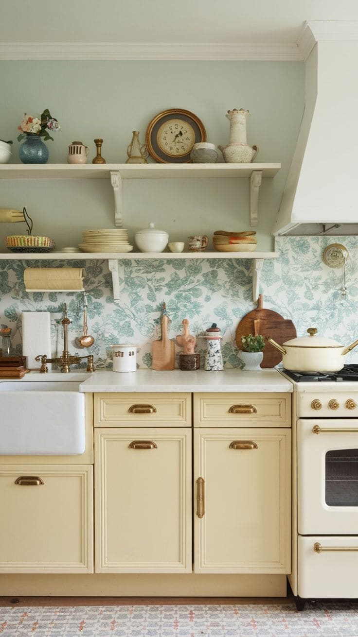 Pastel Floral Kitchen Wallpaper