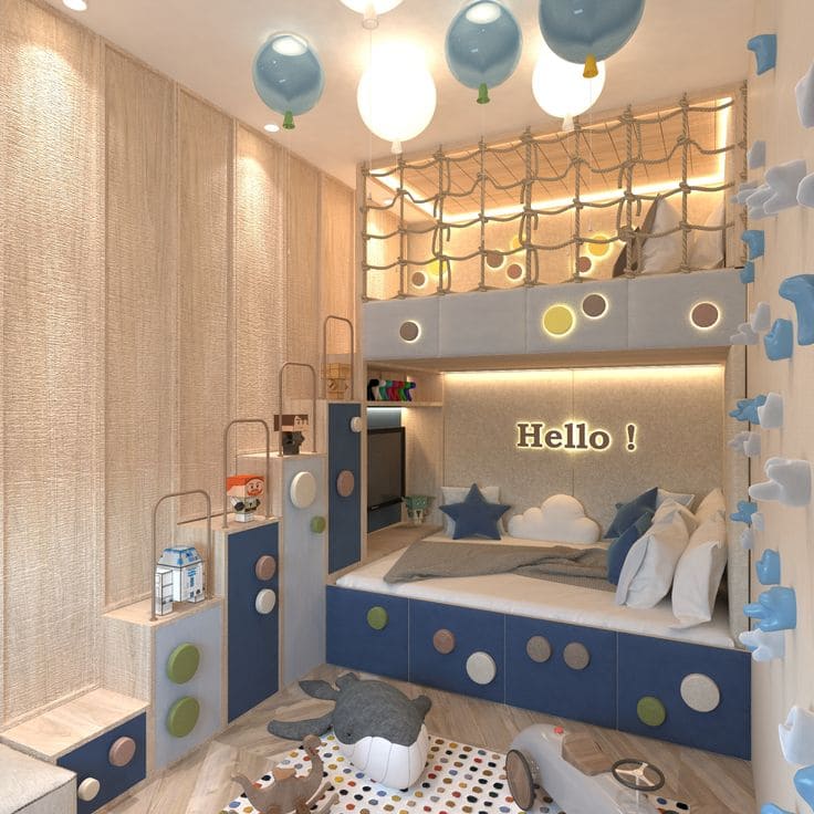 Playful Balloon-Themed Bunk Bed Delight