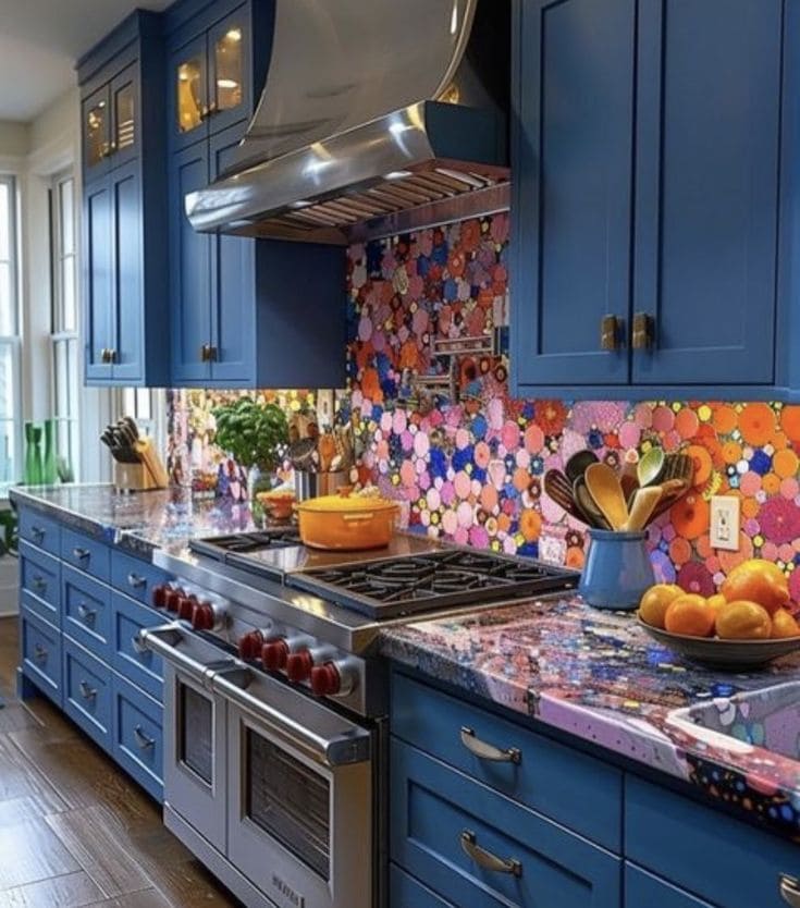 Playful Mosaic-Inspired Kitchen Wallpaper