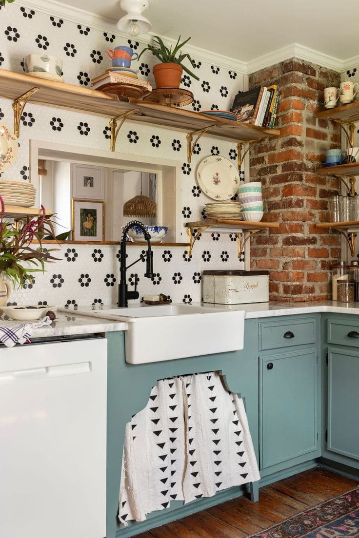 Playful Retro Dotted Kitchen Wallpaper