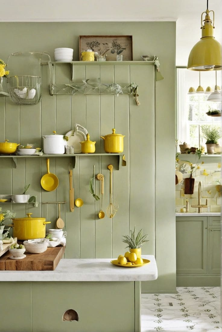 Playful Sage and Yellow Kitchen Delight