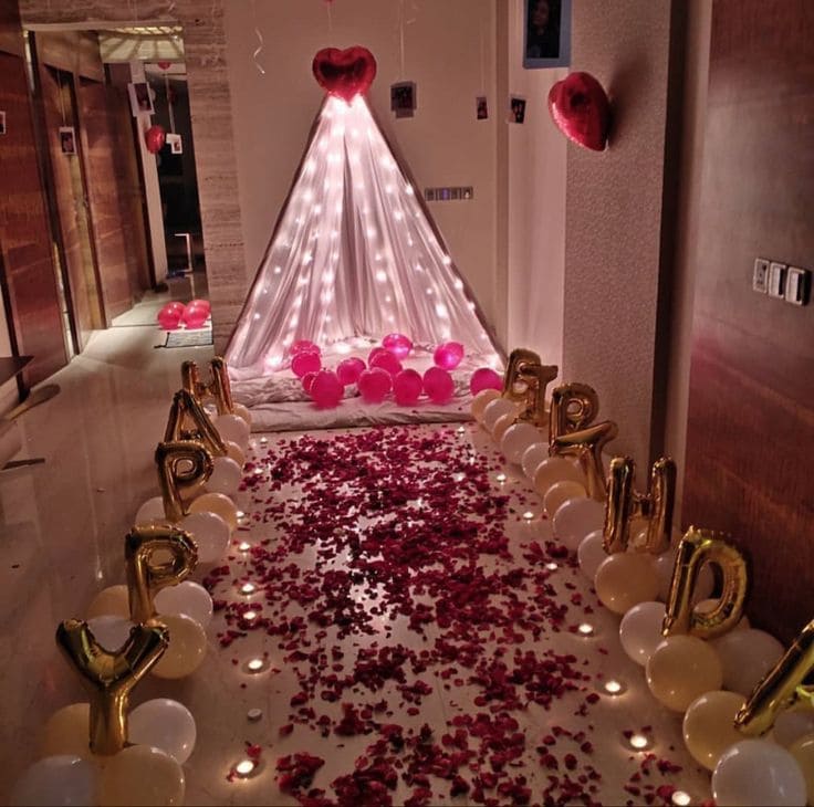 Romantic Birthday Celebration with Heartfelt Decor