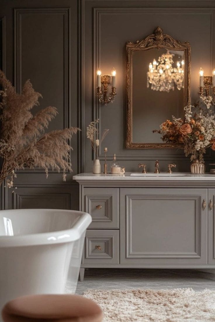 Romantic Luxe Bathroom with Vintage Flair