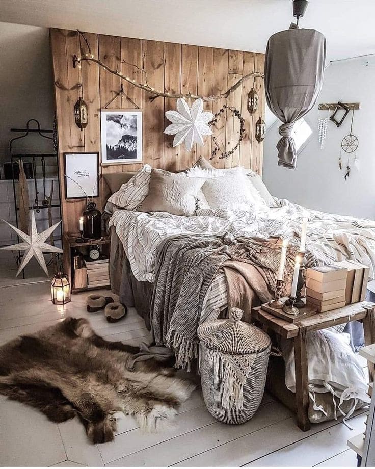 Rustic Bohemian Bedroom with Winter Charm