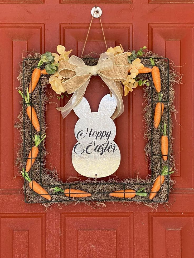 Rustic Bunny and Carrot Easter Frame