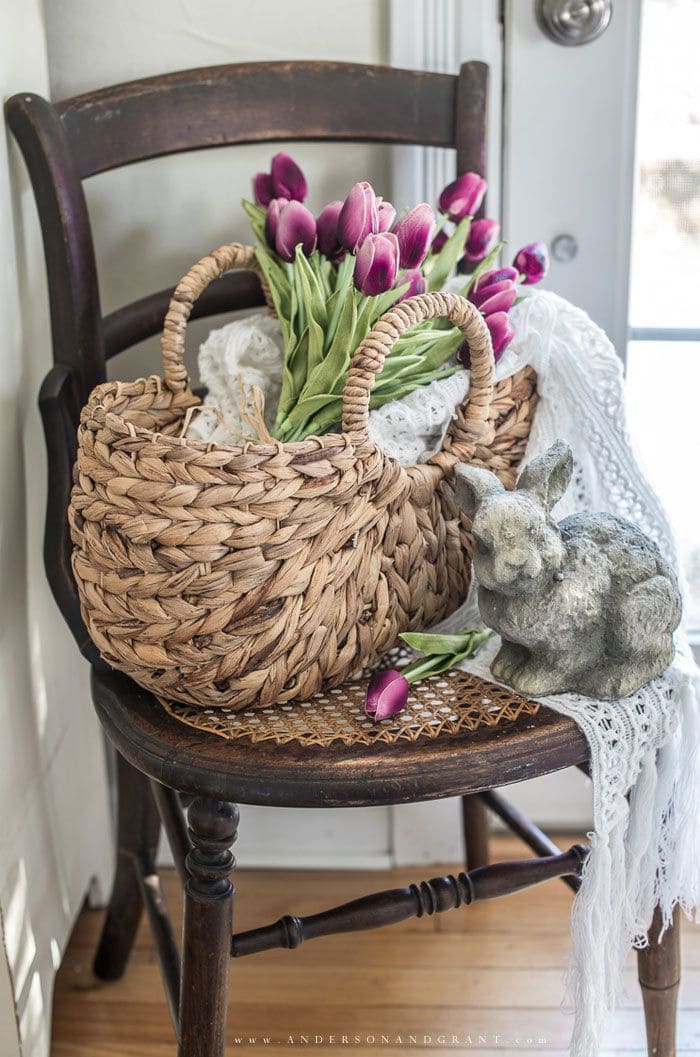 Rustic Charm with Spring Tulip Basket