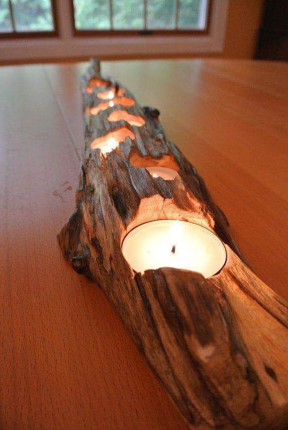 Rustic Driftwood Candleholder Centerpiece