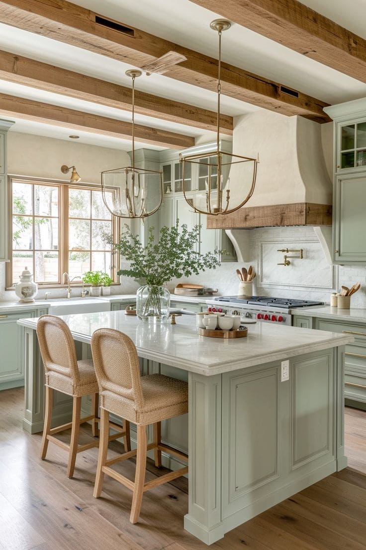 Rustic Elegance in a Sage Green Kitchen