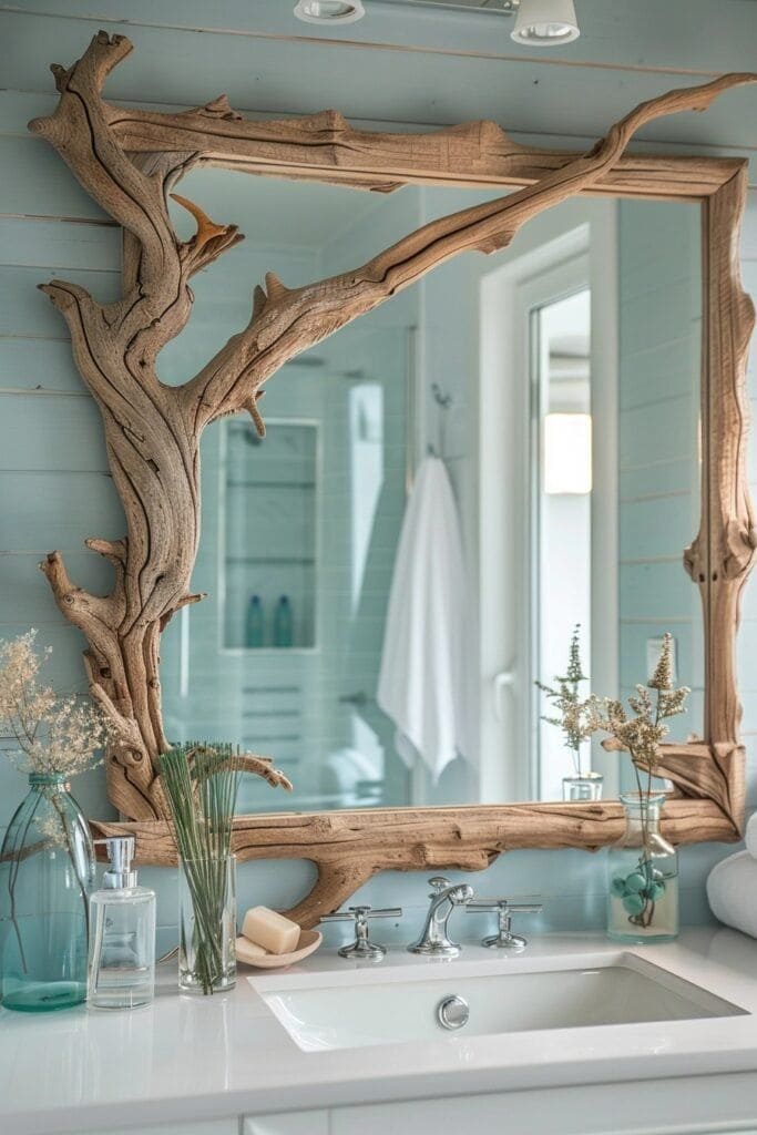 Rustic Elegance with Bold Bathroom Mirrors