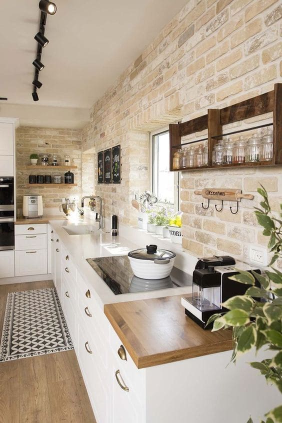 Rustic Exposed Brick White Kitchen