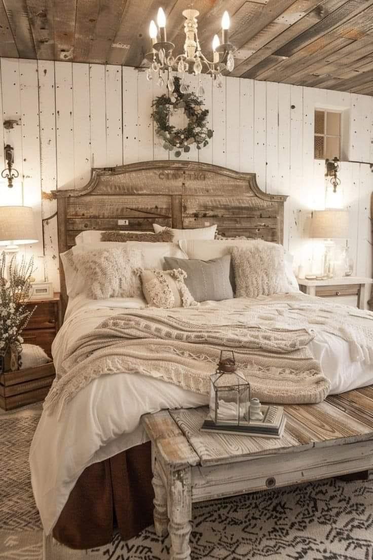 Rustic Farmhouse Bedroom with Vintage Charm