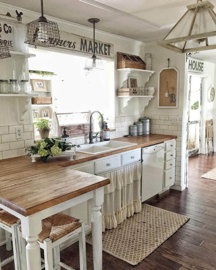 Rustic Farmhouse White Kitchen with Timeless Appeal